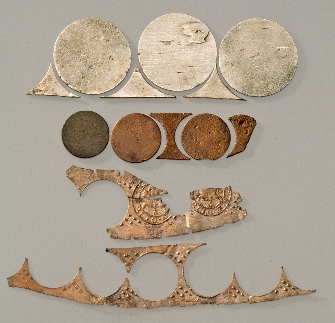 LDK. Jono Kazimiero (1648–1668) monetų – šilingų ir 6 grašių, ruošiniai ir jų atraižos. Valdovų rūmai, Vilnius