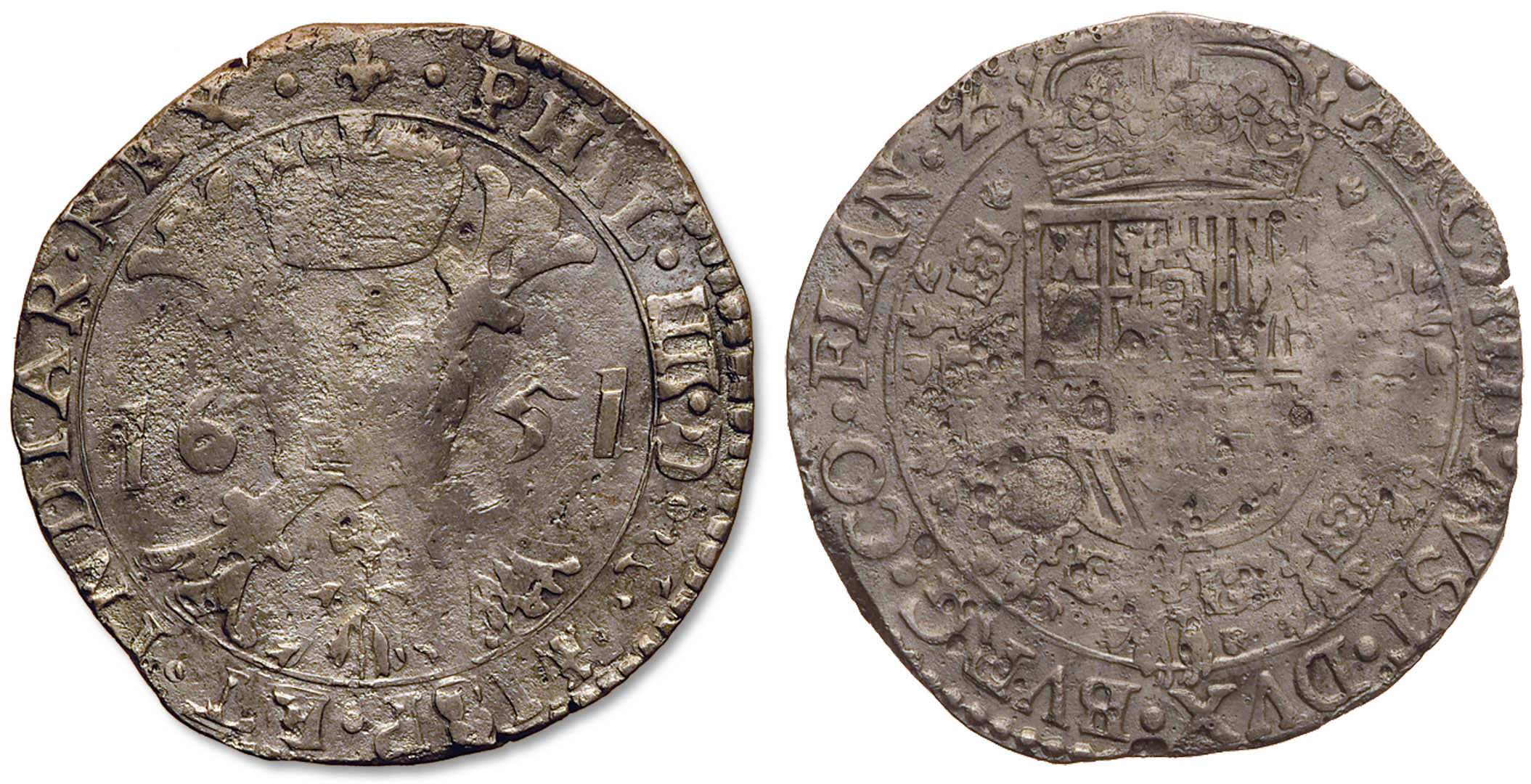 Ispanijos Nyderlandai. Flandrija. Pilypas IV. Patagonas. 1651 m. Sidabras. Ø 42,8 mm, Valdovų rūmai, Vilnius