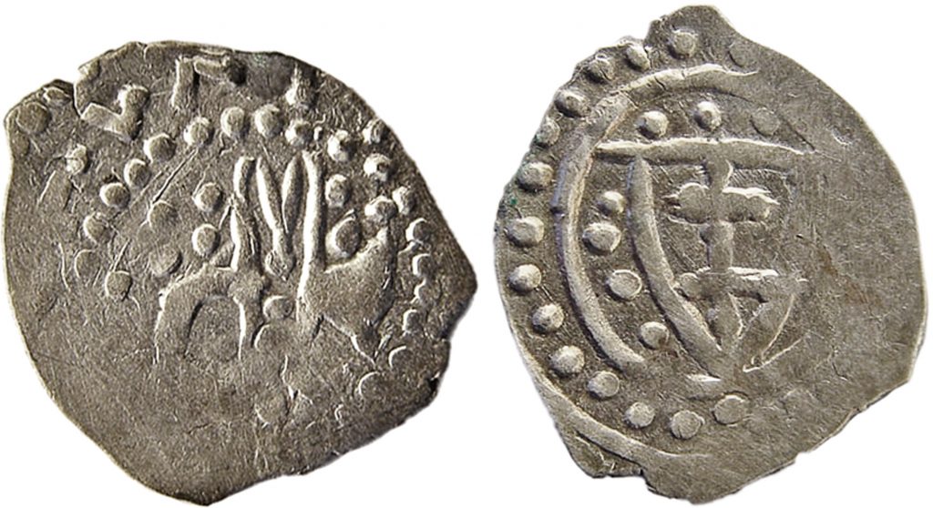 LDK. Jogaila. Denaras. Apie 1387¬–1388 m. Sidabras. Ø 14,4 mm, Mitkiškių lobio (1390/1933) moneta