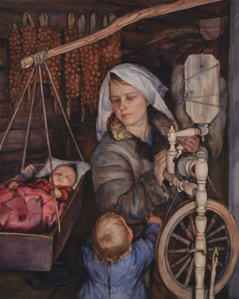 Vyresnioji sesuo. Janapolė, 1935 m. Popierius, akvarelė; 90,5 × 72,5 cm. LNM T 207