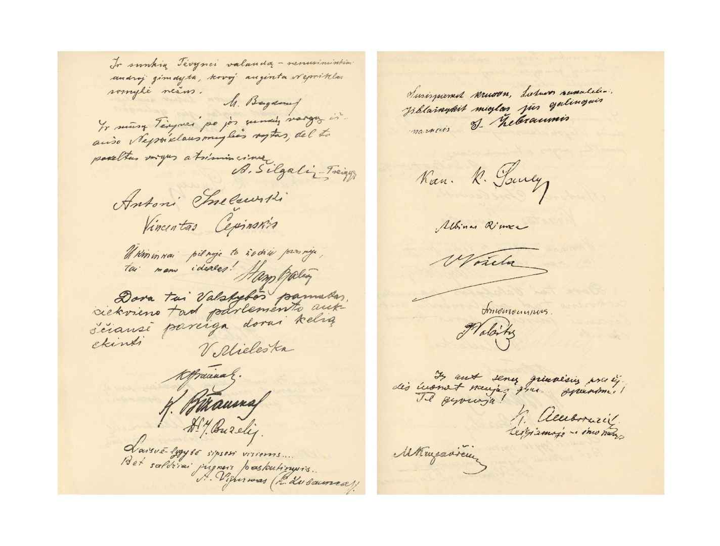 Steigiamojo Seimo narių autografų albumas, skirtas pirmosioms parlamento darbo sukaktuvėms. Kaunas, 1921 m. Lietuvos nacionalinis muziejus