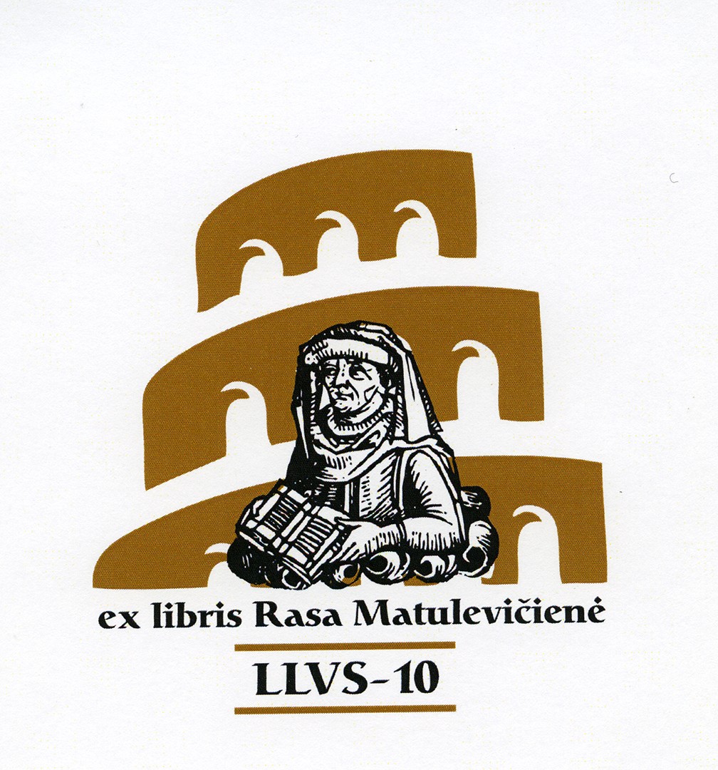Ekslibrisas Rasa Matulevičienė. LLVS – 10. Vilnius, 2016 m. Popierius, kompiuterinė reprodukcija; 84 x 77 (122 x 117) mm. Lietuvos nacionalinis muziejus