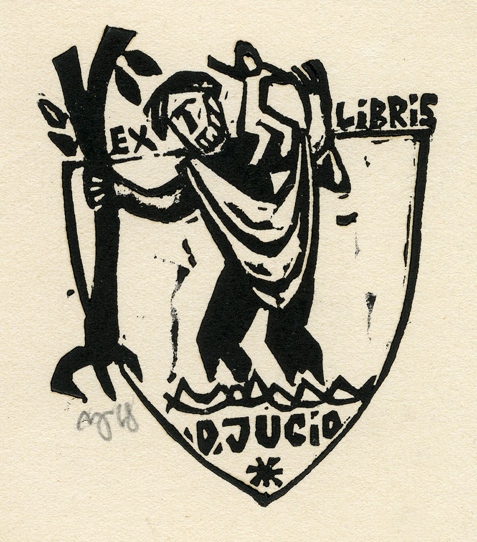 Autoekslibrisas. Vilnius, 1968 m. Popierius, linoraižinys; 75 x 63 (92 x 81) mm. Lietuvos nacionalinis muziejus