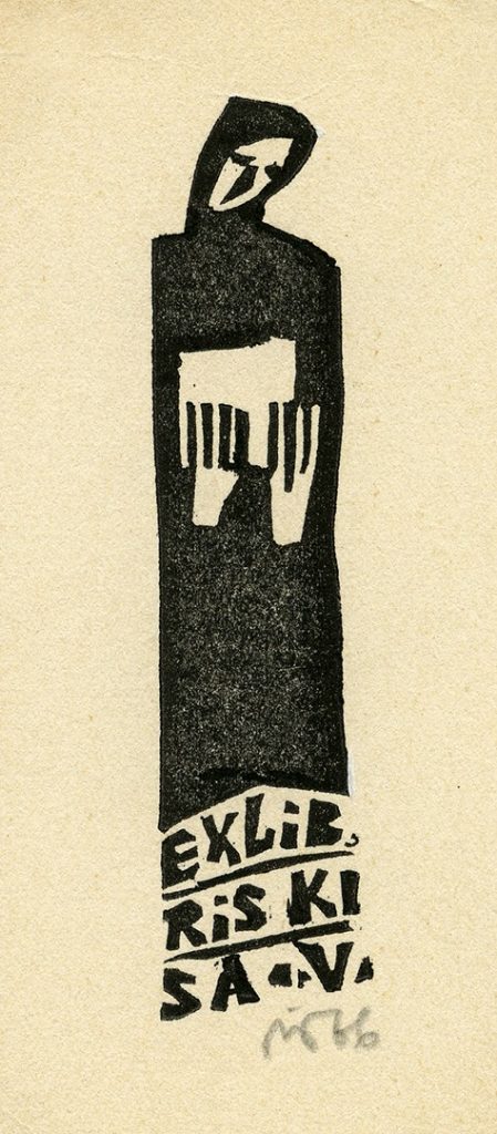 Vinco Kisarausko ekslibrisas. Vilnius, 1966 m. Popierius, linoraižinys; 92 x 20 (118 x 57) mm. Lietuvos nacionalinis muziejus
